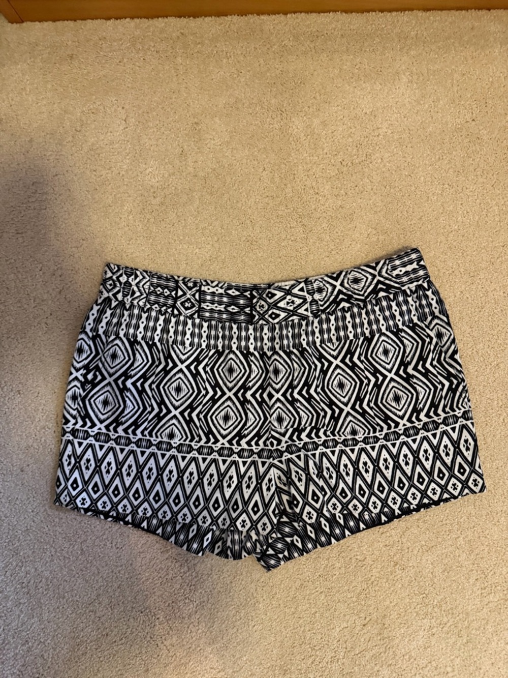 J. Crew Black and White Geometric Skort-Style Shorts
